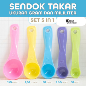 SUGAR GLIDER STAR Sendok Takar Set 5 In 1 Ukuran Gram & Mililiter