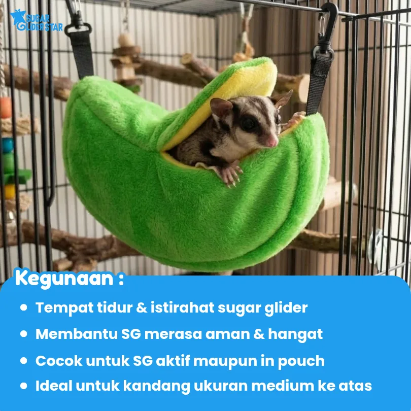 ADEWAP GLIDER Pouch Banana Bentuk Pisang Untuk Sugar Glider Tupai Terbang Kantong Tidur SG
