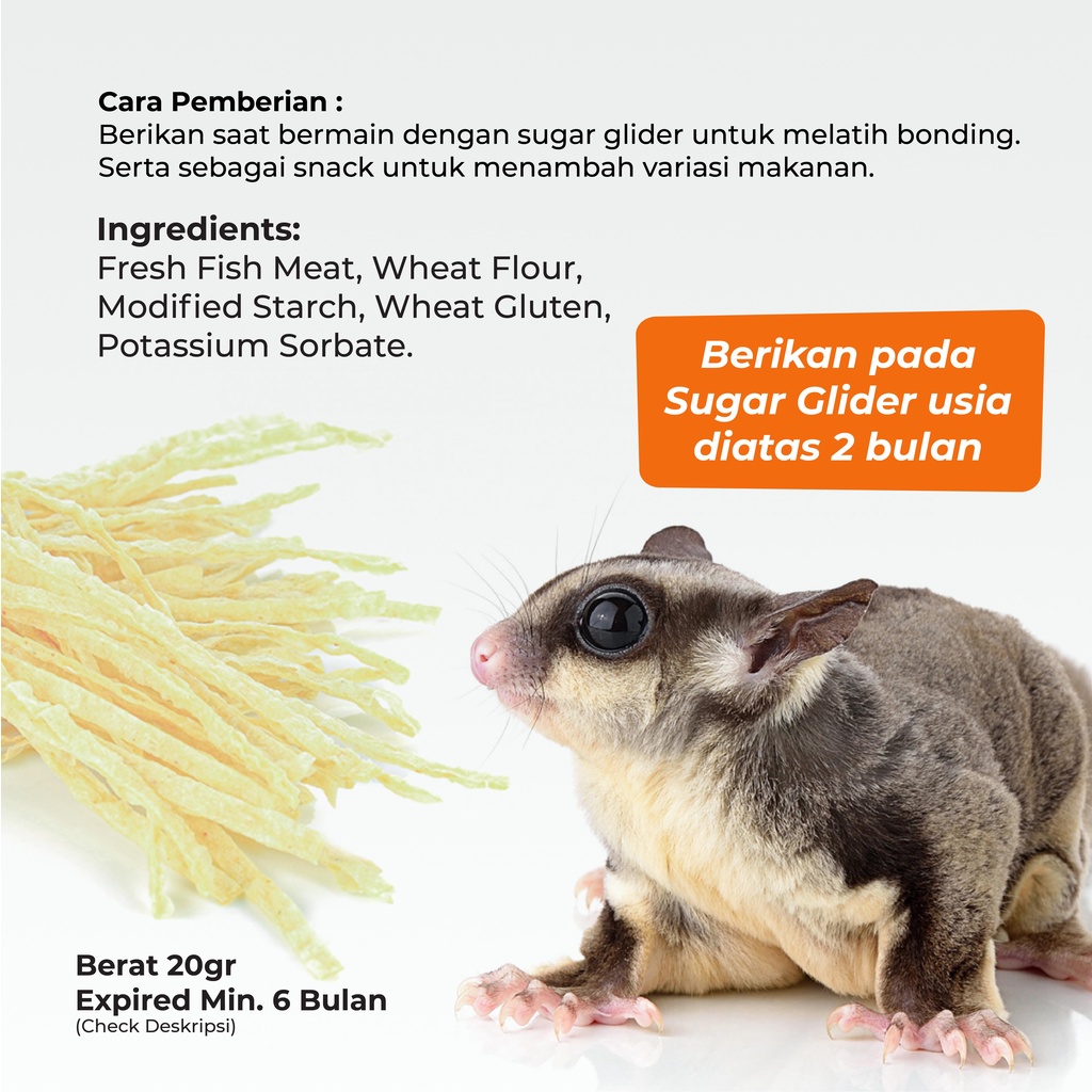 SUGAR GLIDER STAR Fish Snack Cemilan Favorit Sugar Glider