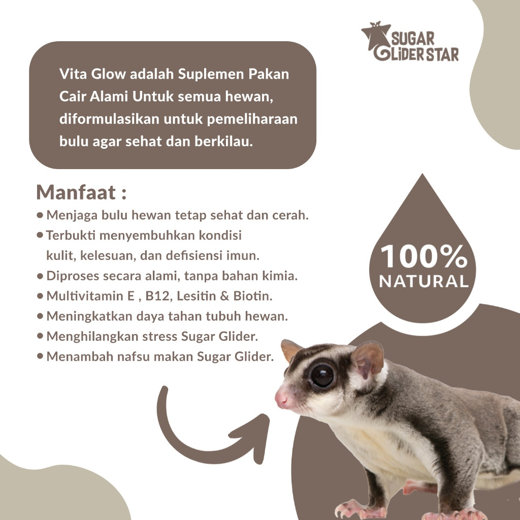 SUGAR GLIDER STAR Vita Glow Vitamin Kulit & Bulu Sugar Glider 30ml