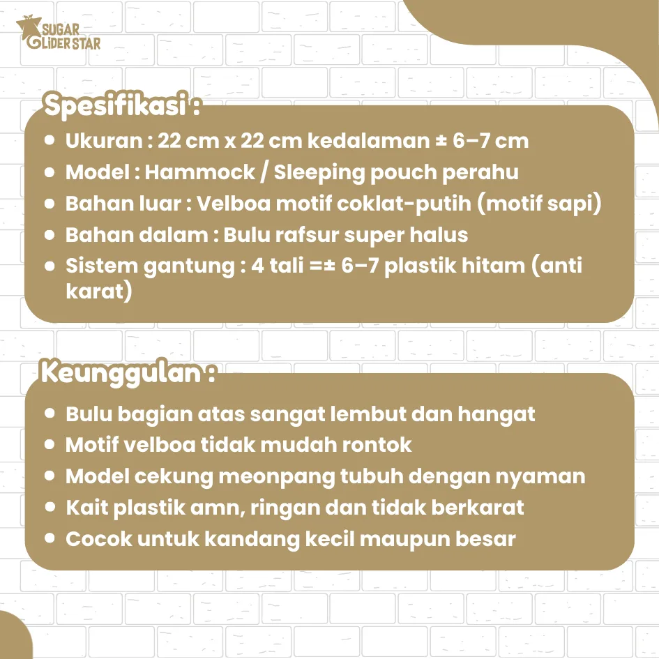 SLEEPING POUCH BENTUK PERAHU KORA KORA / TEMPAT TIDUR SUGAR GLIDER / LEMBUT