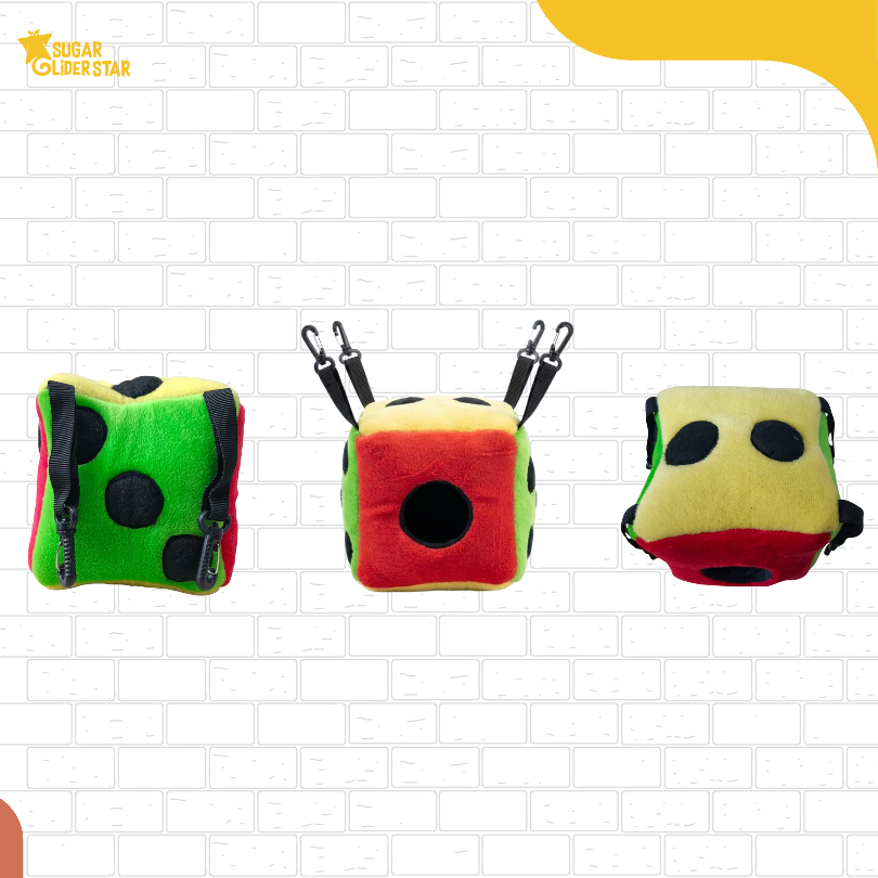 Sleeping Pouch Model Dadu Kotak Tempat Tidur Sugar Glider Bentuk Dice Motif Warna