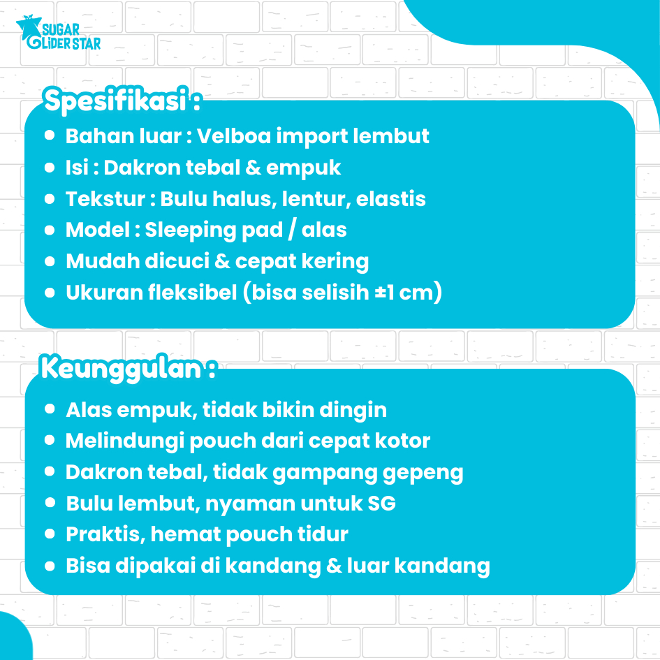 SUGAR GLIDER STAR Sleeping Pouch Kasmir Alas Tempat Tidur Sugar Glider