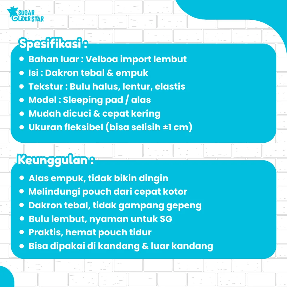 SUGAR GLIDER STAR Sleeping Pouch Kasmir Alas Tempat Tidur Sugar Glider