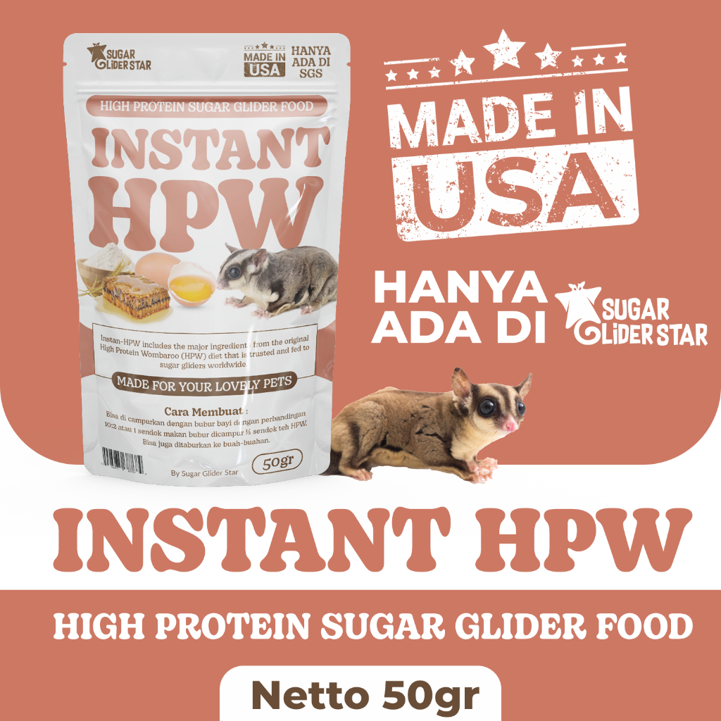 HPW INSTAN VITAMIN PROTEIN SUGAR GLIDER | HPW NUTRISI SUGAR GLIDER | VITAMIN SG HAMSTER
