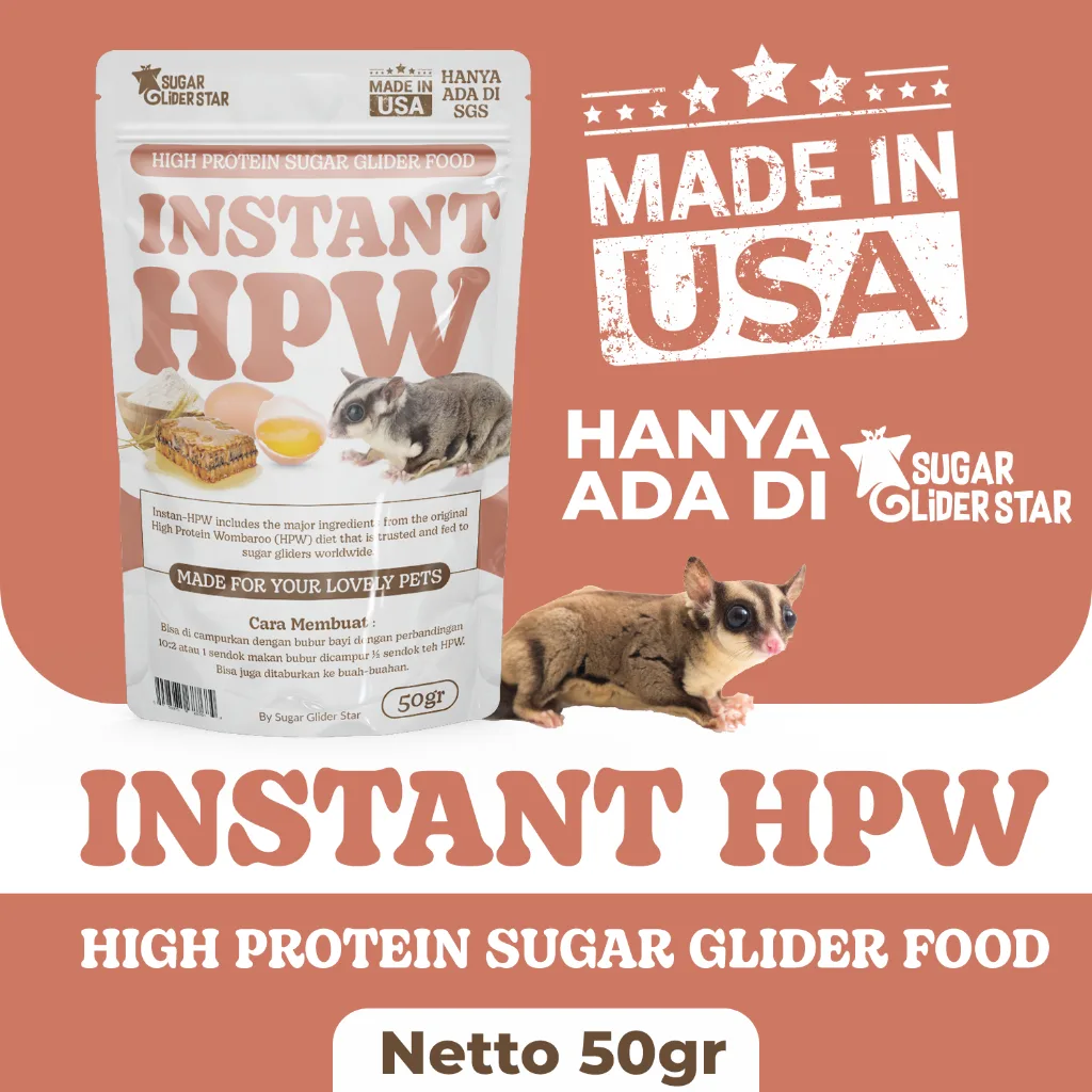 HPW INSTAN VITAMIN PROTEIN SUGAR GLIDER | HPW NUTRISI SUGAR GLIDER | VITAMIN SG HAMSTER