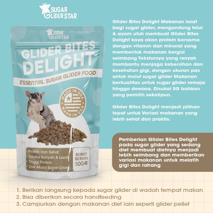 SUGAR GLIDER STAR Glider Bites Delight Makanan Pellet Sugar Glider