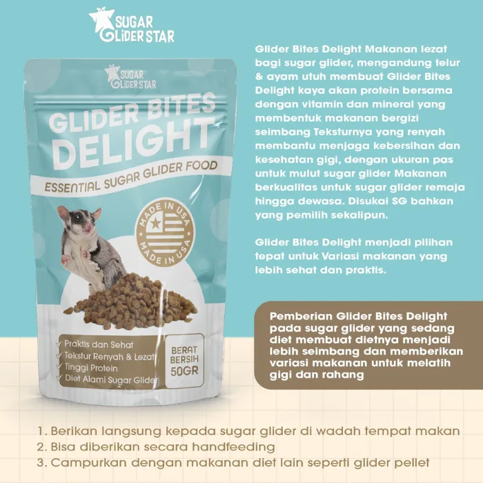 SUGAR GLIDER STAR Glider Bites Delight Makanan Pellet Sugar Glider