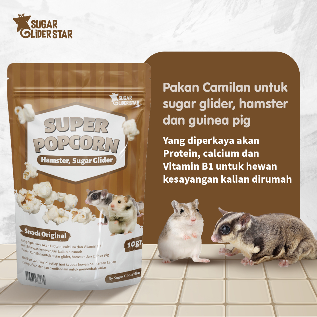 SUGAR GLIDER STAR Super Popcorn Cemilan Hewan Sugar Glider