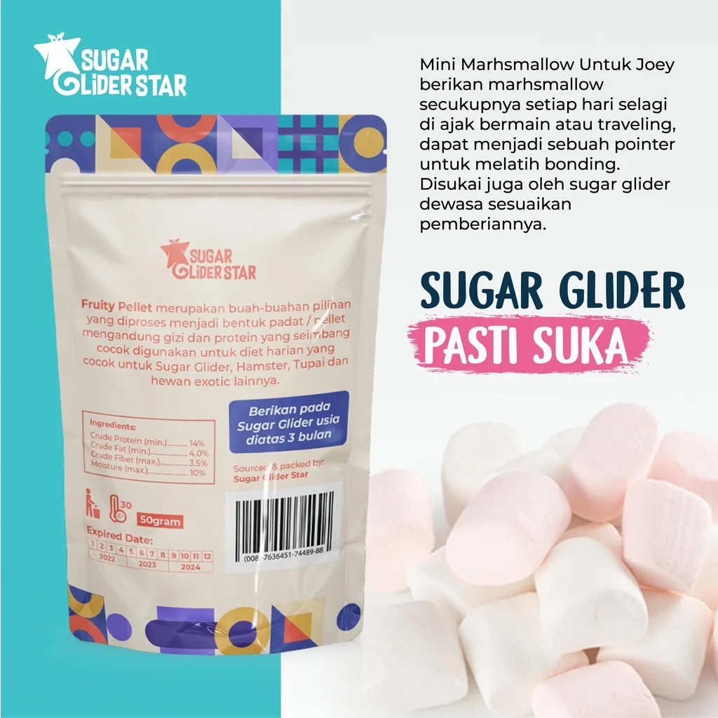 SUGAR GLIDER STAR Mini Marshmallow Cemilan Hewan Sugar Glider