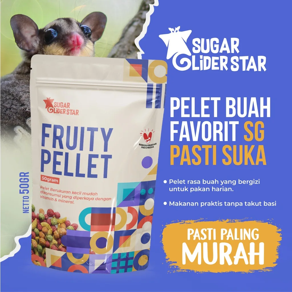 SUGAR GLIDER STAR Fruity Pellet Makanan Buah Kering Cemilan Sugar Glider 50gr