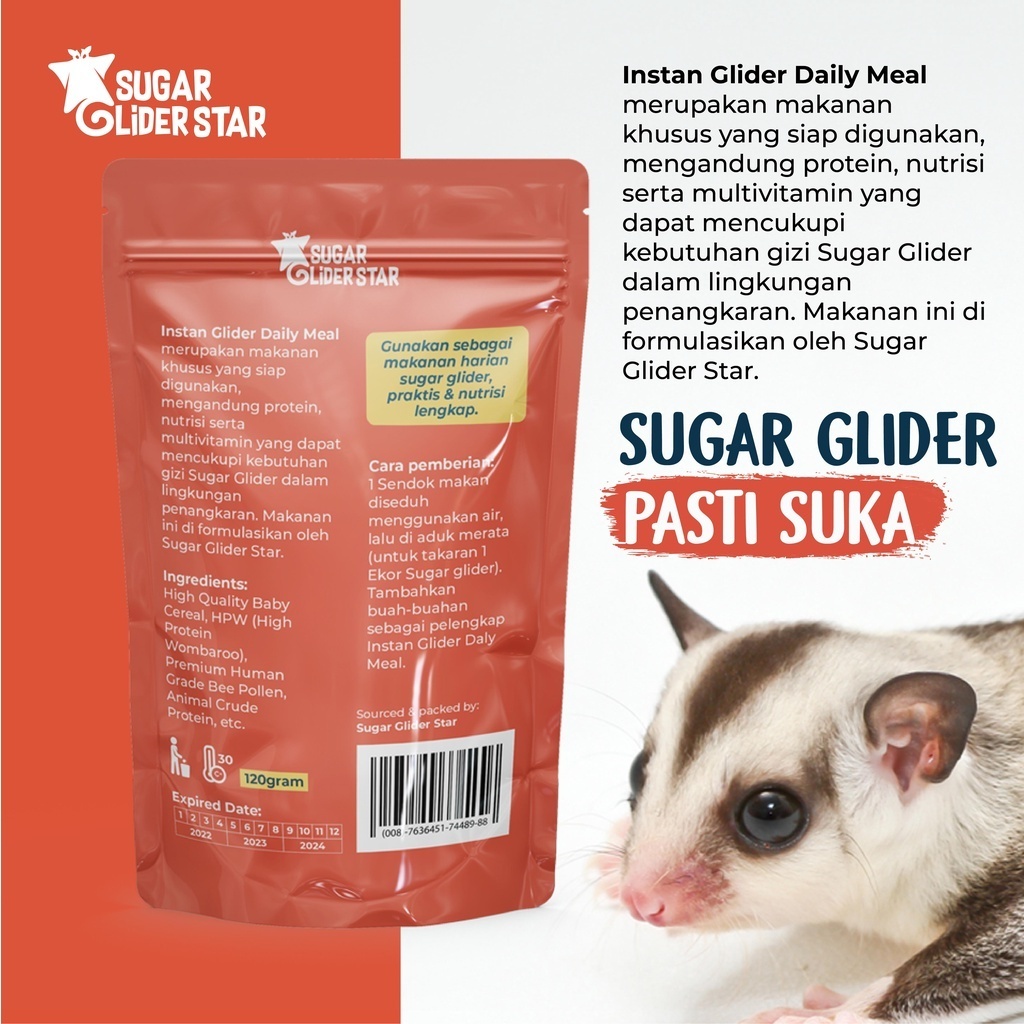 SUGAR GLIDER STAR Paket 3x Instant Daily Meal Nutrition Max Makanan Bubur Sugar Glider
