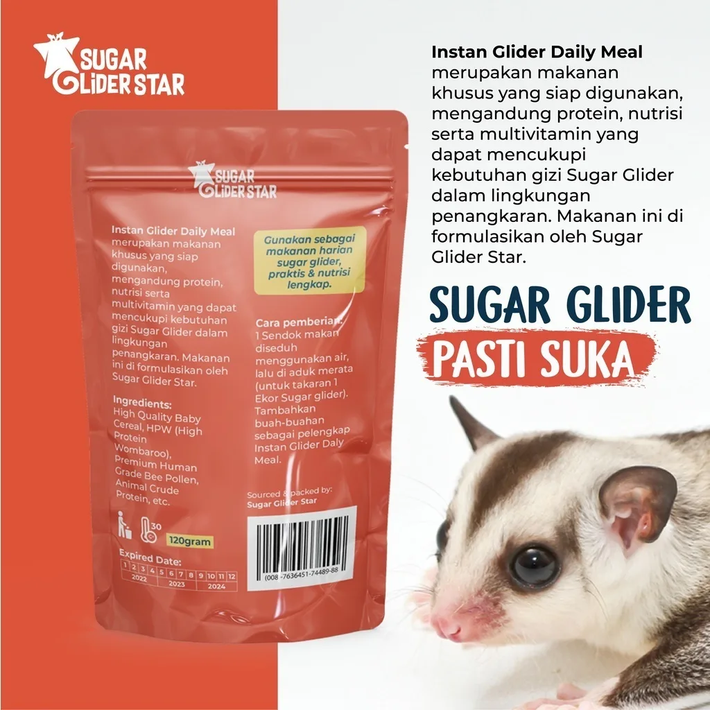 SUGAR GLIDER STAR Paket 3x Instant Daily Meal Nutrition Max Makanan Bubur Sugar Glider