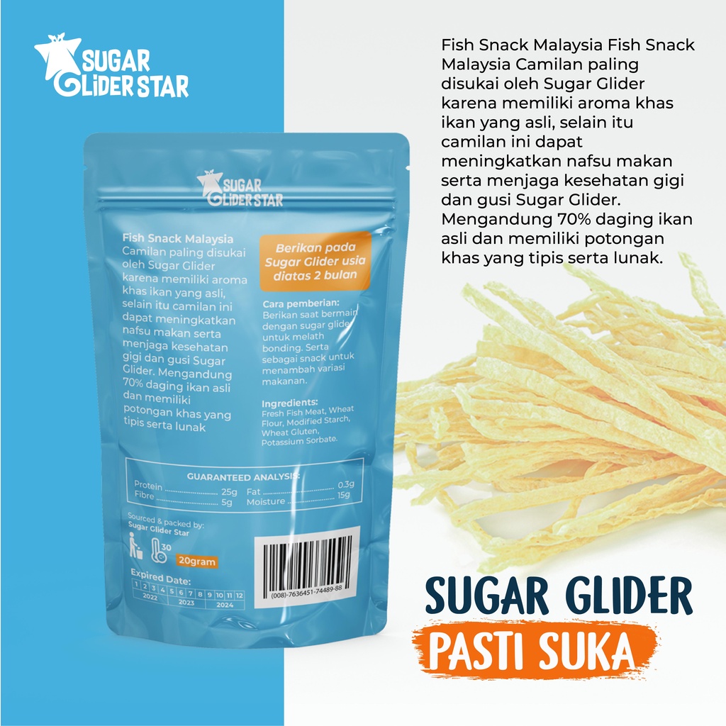 SUGAR GLIDER STAR Fish Snack Cemilan Favorit Sugar Glider