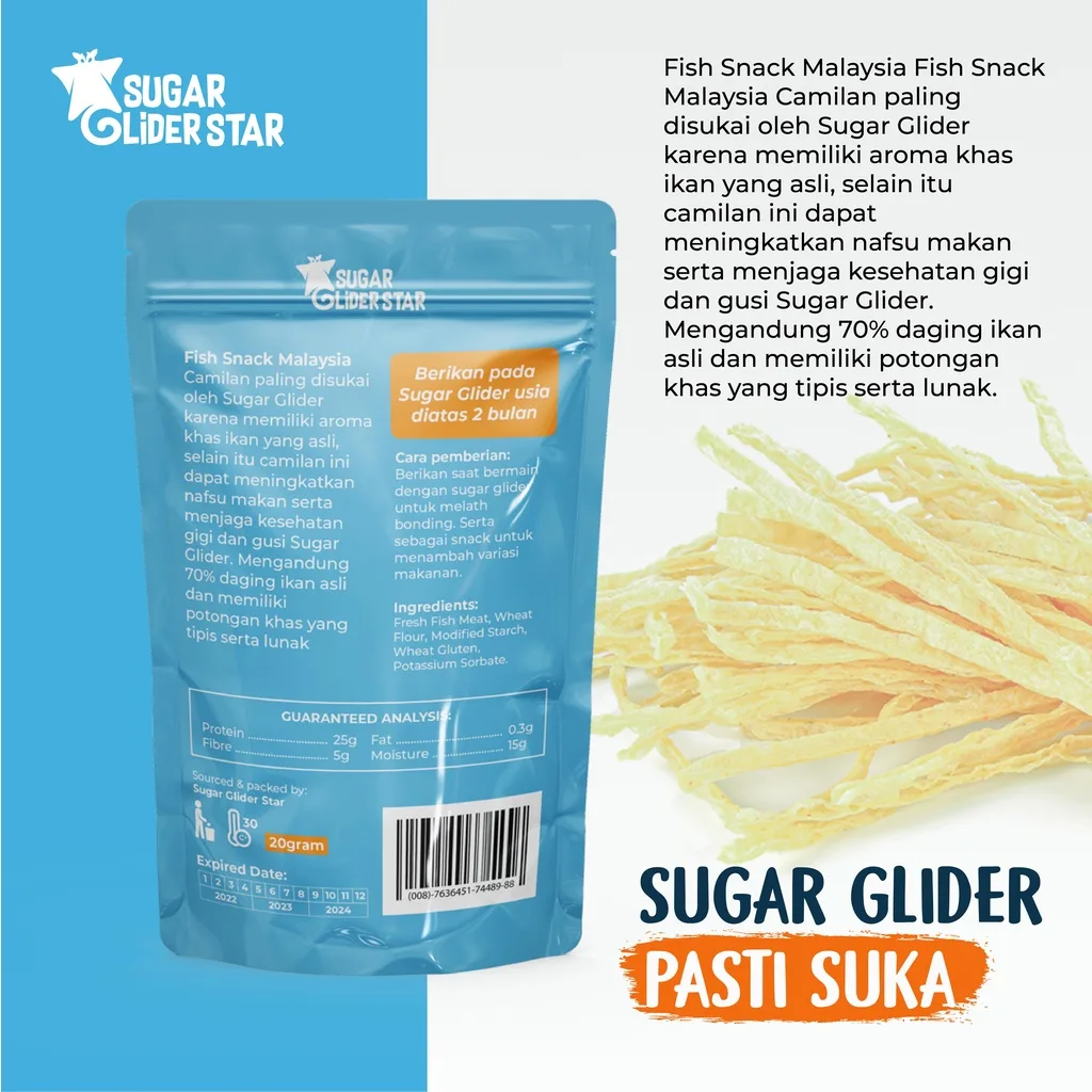 SUGAR GLIDER STAR Fish Snack Cemilan Favorit Sugar Glider