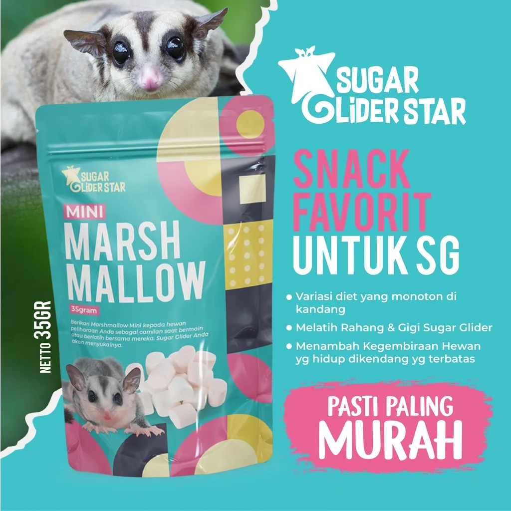 SUGAR GLIDER STAR Mini Marshmallow Cemilan Hewan Sugar Glider