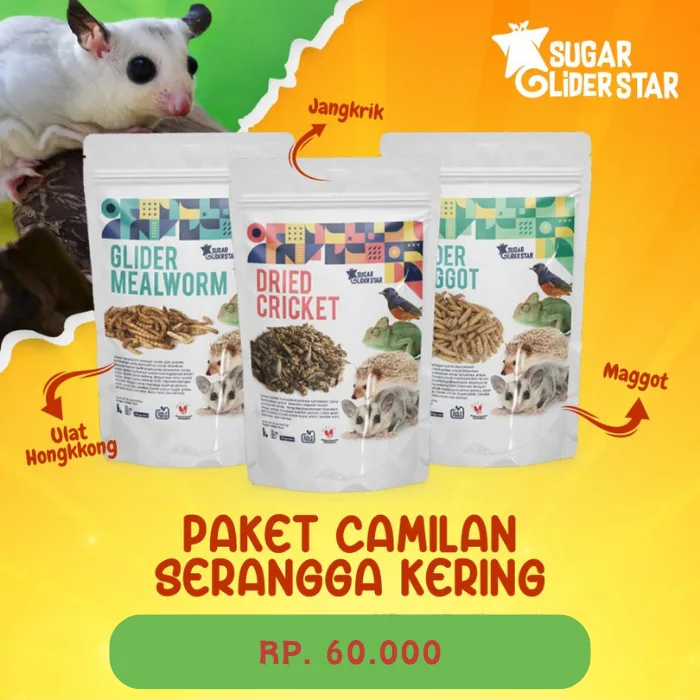 SUGAR GLIDER STAR Paket Serangga Kering Cemilan Protein Sugar Glider