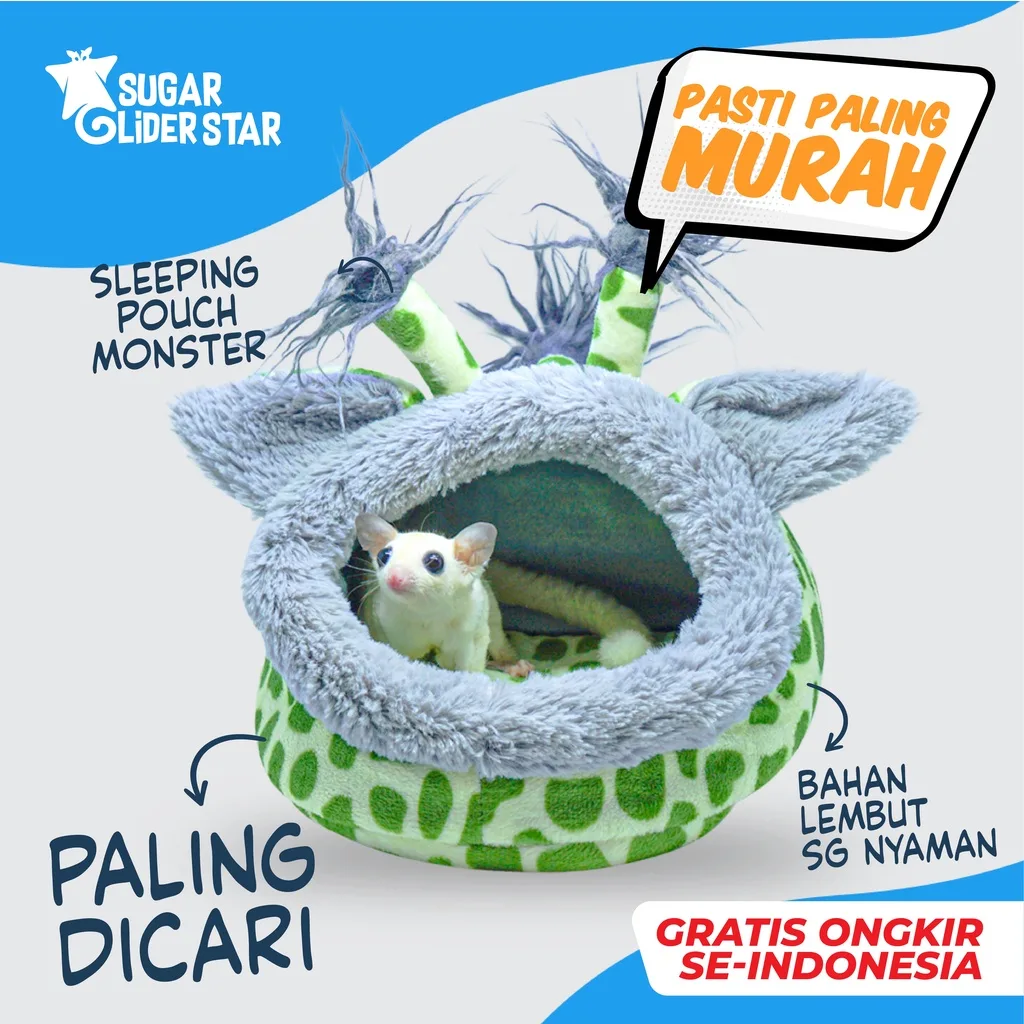 SUGAR GLIDER STAR Sleeping Pouch MONSTER Tempat Tidur Sugar Glider