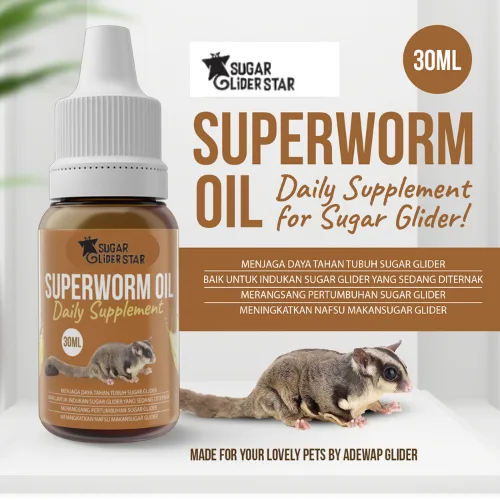ADEWAP GLIDER SuperWorm Oil Minyak Ulat Jerman Daily Supplement For Sugar Glider - 30ML