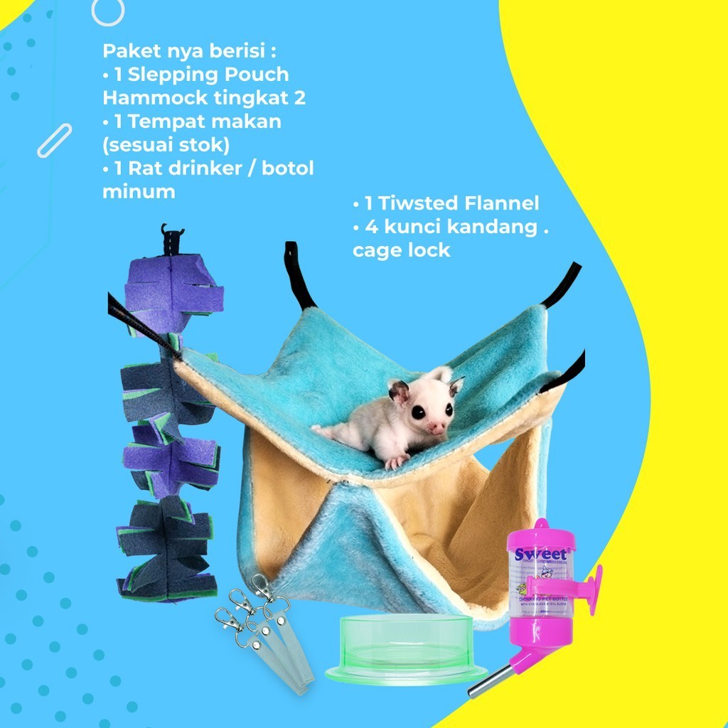 SUGAR GLIDER STAR Paket Hemat 6 Perlengkapan Aksesoris Kandang Sugar Glider