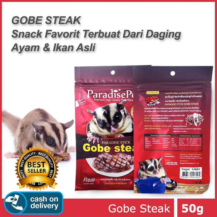 SUGAR GLIDER STAR Gobe Steak Makanan Import Cemilan Sugar Glider 50gr