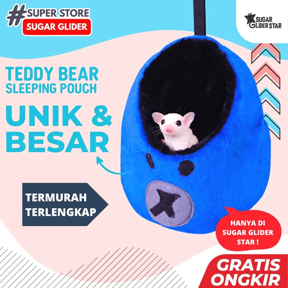 ADEWAP GLIDER Sleeping Pouch Karakter Teddy Bear Tempat Tidur Sugar Glider Ukuran Medium