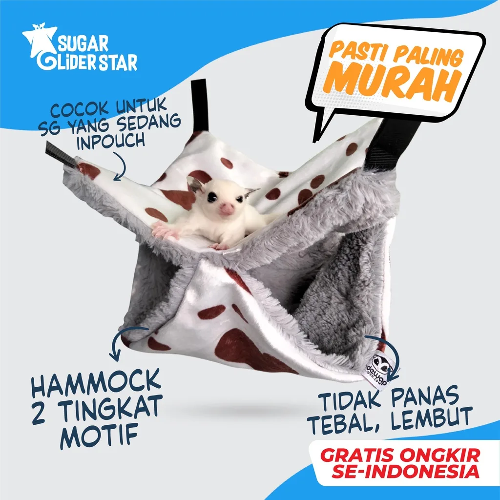 SUGAR GLIDER STAR Hammock Sleeping Pouch 2 Tingkat Motif Tempat Tidur Sugar Glider