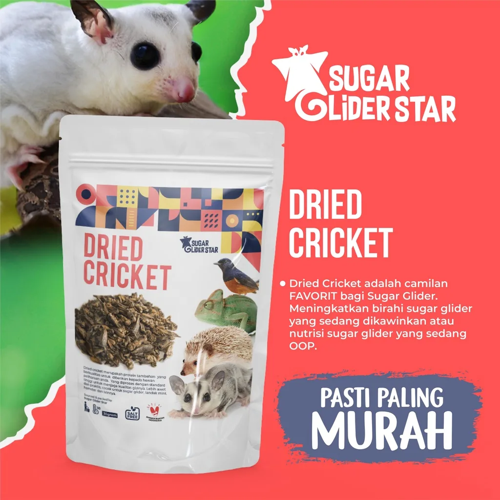 SUGAR GLIDER STAR Jangkrik Kering Makanan Cemilan Sugar Glider 40gr