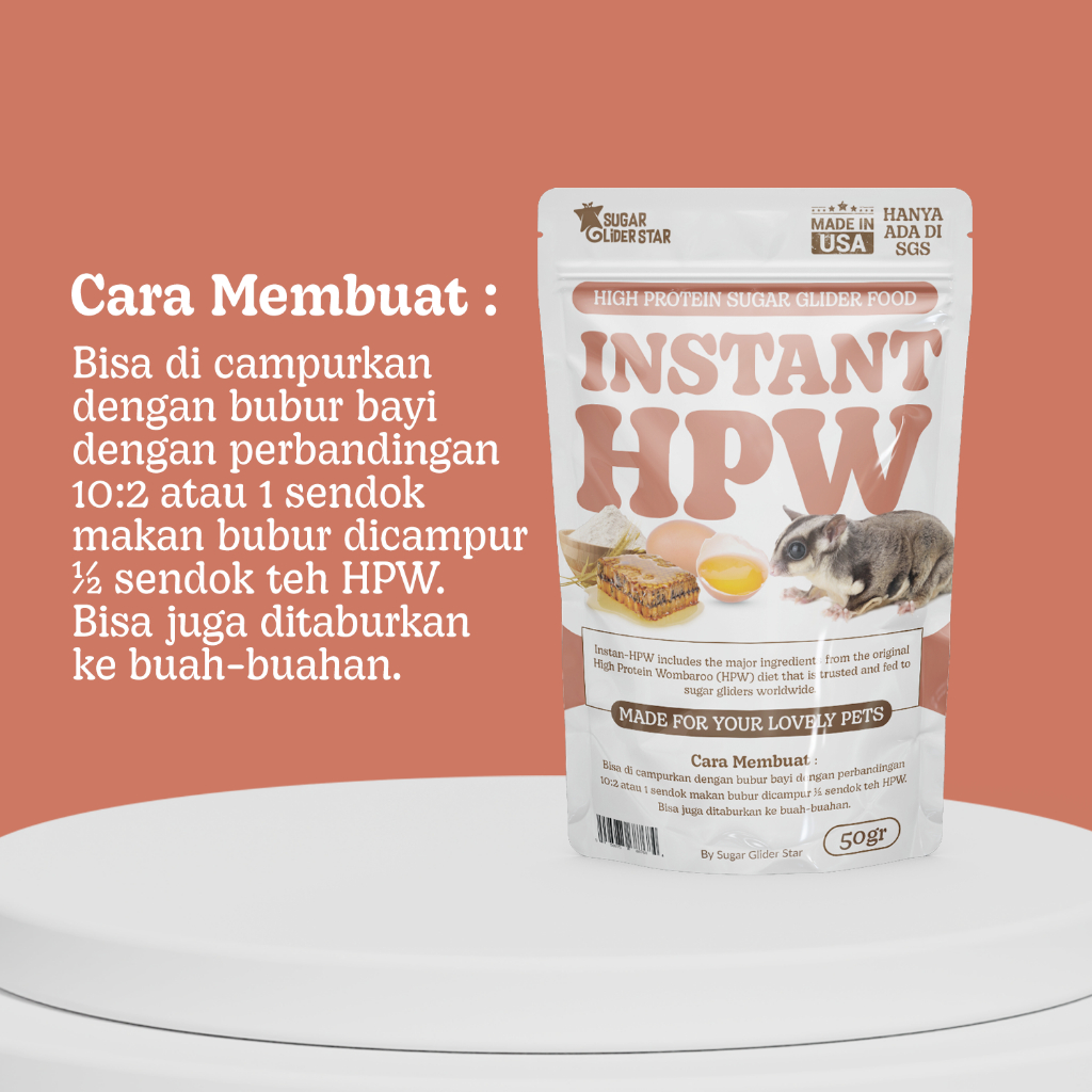 HPW INSTAN VITAMIN PROTEIN SUGAR GLIDER | HPW NUTRISI SUGAR GLIDER | VITAMIN SG HAMSTER
