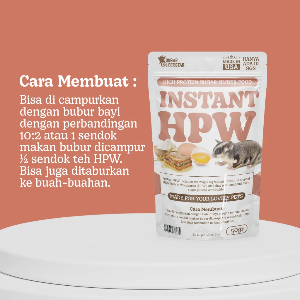 HPW INSTAN VITAMIN PROTEIN SUGAR GLIDER | HPW NUTRISI SUGAR GLIDER | VITAMIN SG HAMSTER