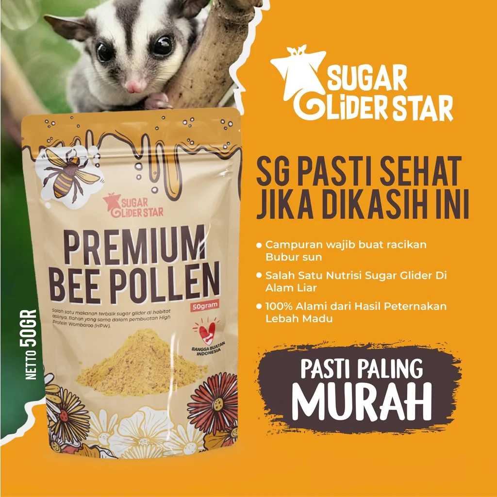 SUGAR GLIDER STAR Premium Bee Pollen Suplemen Vitamin Sugar Glider 50gr