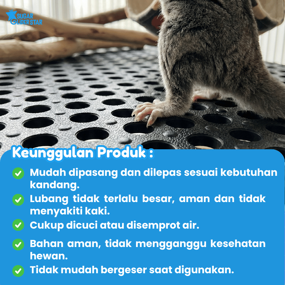 SUGAR GLIDER STAR Interlock Alas Kandang Karet Adjustable