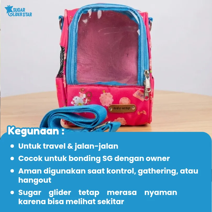 SUGAR GLIDER STAR Travel Pouch Oval Mika Transparan Tas Hewan Sugar Glider