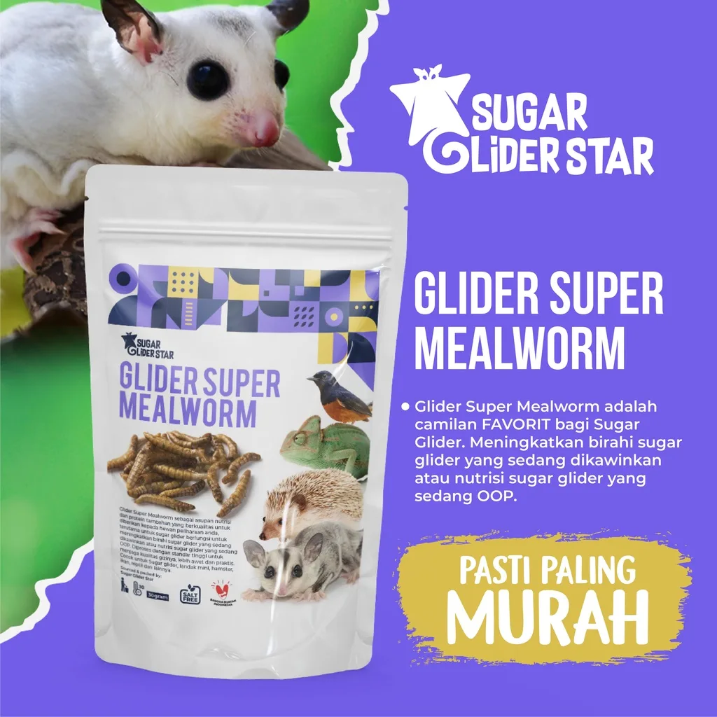 SUGAR GLIDER STAR Ulat Jerman Kering Cemilan Sugar Glider