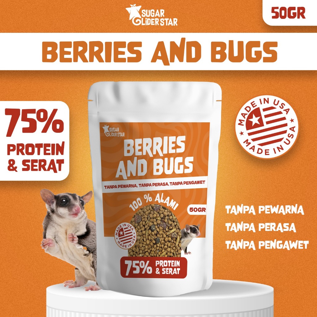 SUGAR GLIDER STAR Berries & Bugs Pellet Vitamin Komplit Makanan Sugar Glider