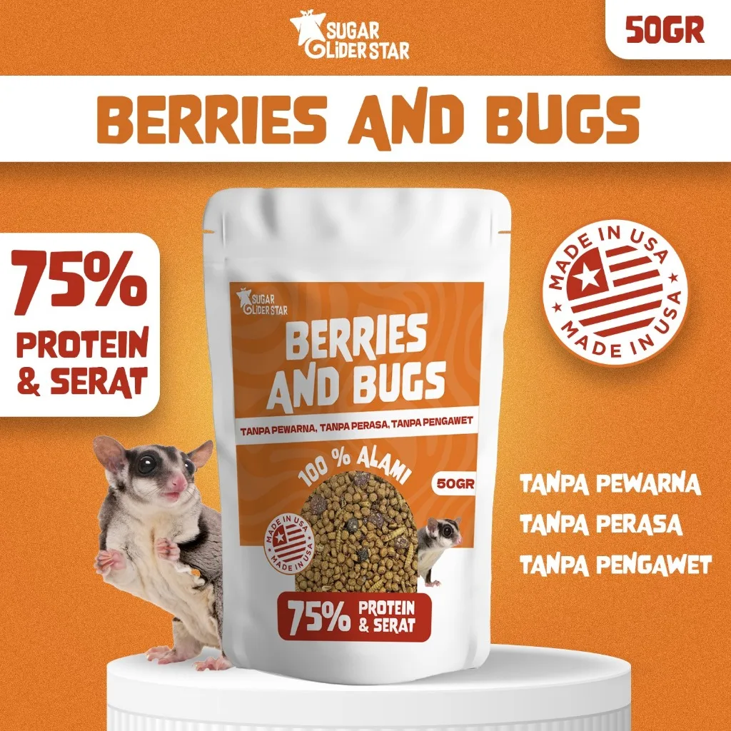 SUGAR GLIDER STAR Berries & Bugs Pellet Vitamin Komplit Makanan Sugar Glider