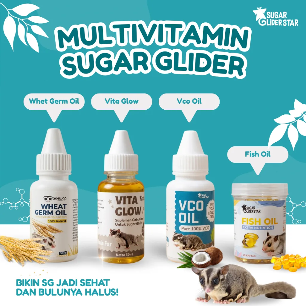 ADEWAP GLIDER Paket Multivitamin Sugar Glider : Vitamin A , Vitamin E & Omega 3