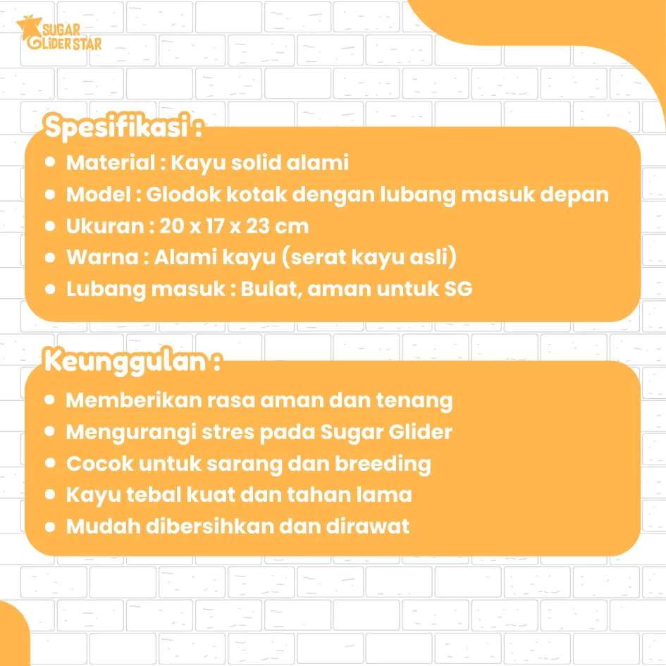 ADEWAP GLIDER Glodok Kayu Tempat Sembunyi Sugar Glider