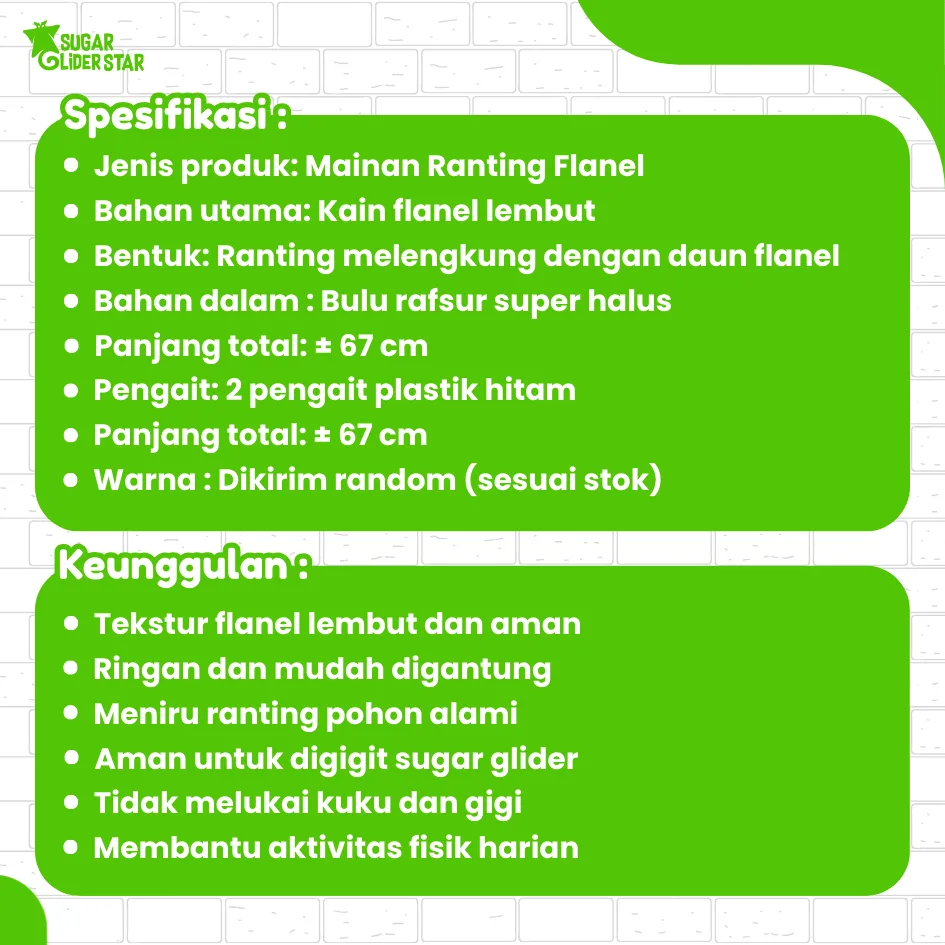 ADEWAP GLIDER Leaf Climbing Panjatan Flanel Sugar Glider