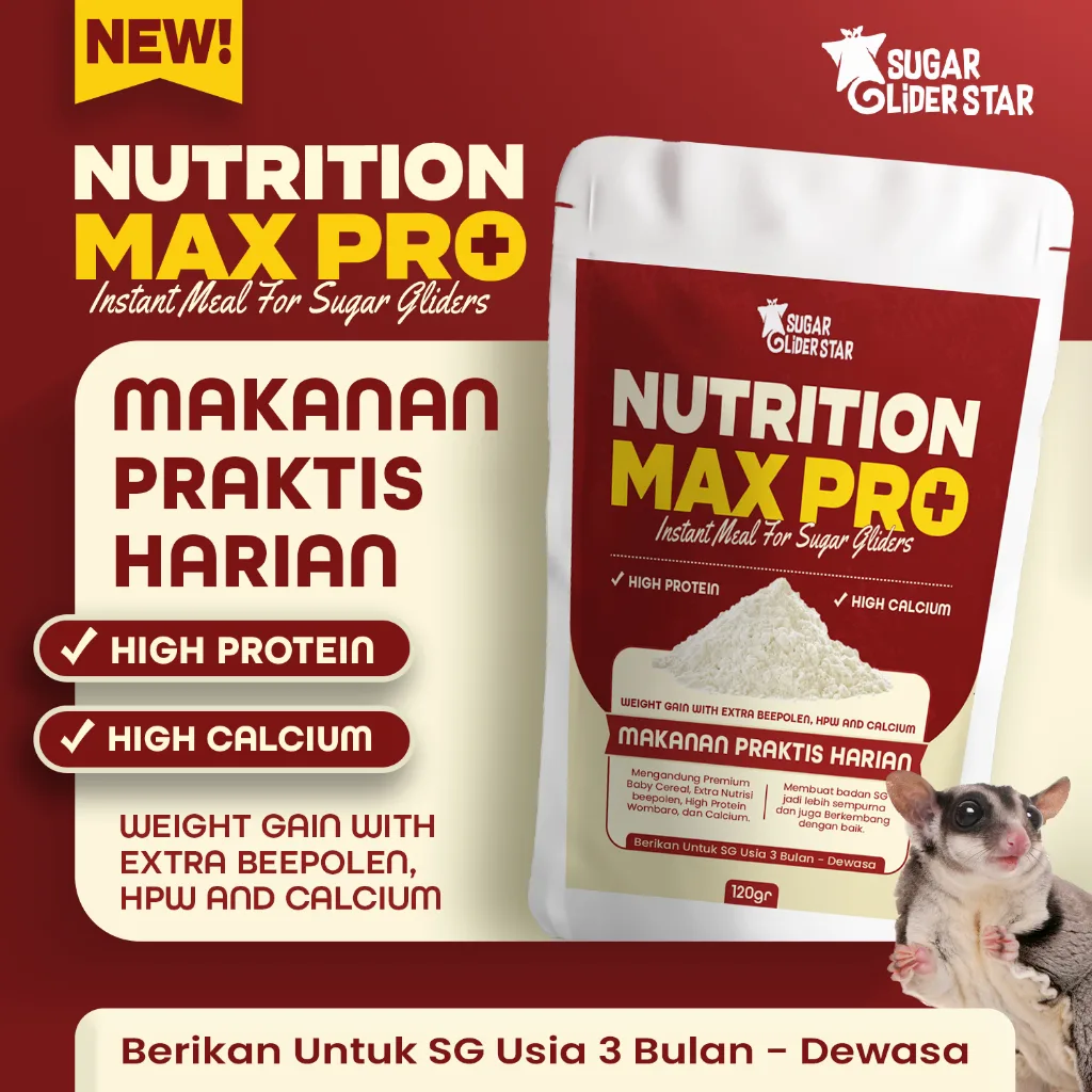 SUGAR GLIDER STAR Nutrition Max Pro Plus Makanan Nutrisi Lengkap Sugar Glider