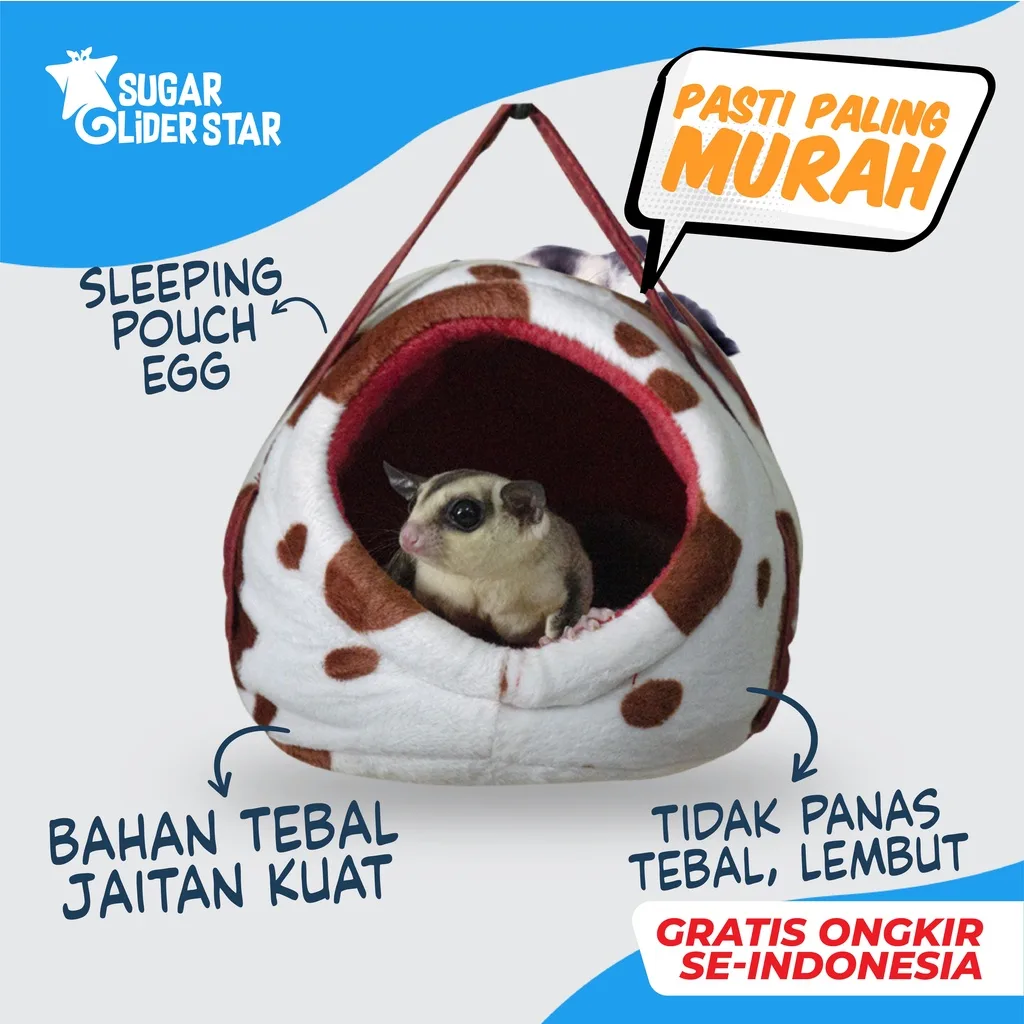 SUGAR GLIDER STAR Sleeping Pouch EGG Model Telur Tempat Tidur Sugar Glider