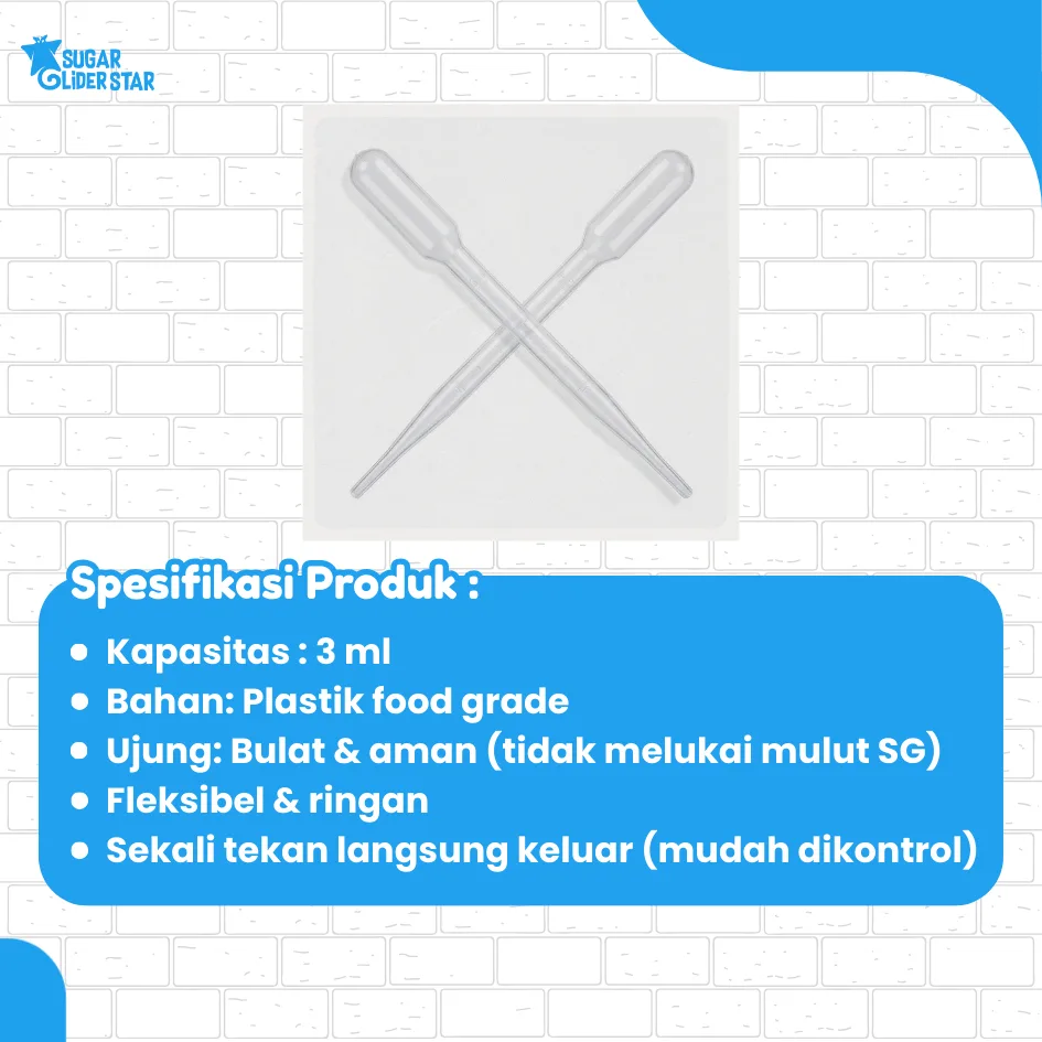 ADEWAP GLIDER Pipet Plastik 3 ml Alat Bantu Makan Sugar Glider