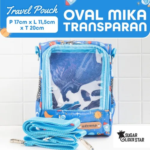 SUGAR GLIDER STAR Travel Pouch Oval Mika Transparan Tas Hewan Sugar Glider
