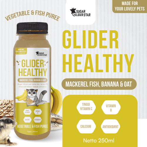 GLIDER HEALTHY FRUITY & FISH PUREE BUBUR SEHAT BAHAN ALAMI : MACKEREL FISH, BANANA & OAT 250ML