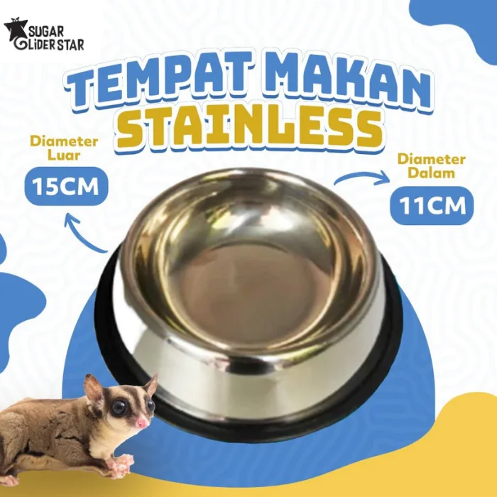 SUGAR GLIDER STAR Tempat Makan Sugar Glider Stainless Steel Anti Karat