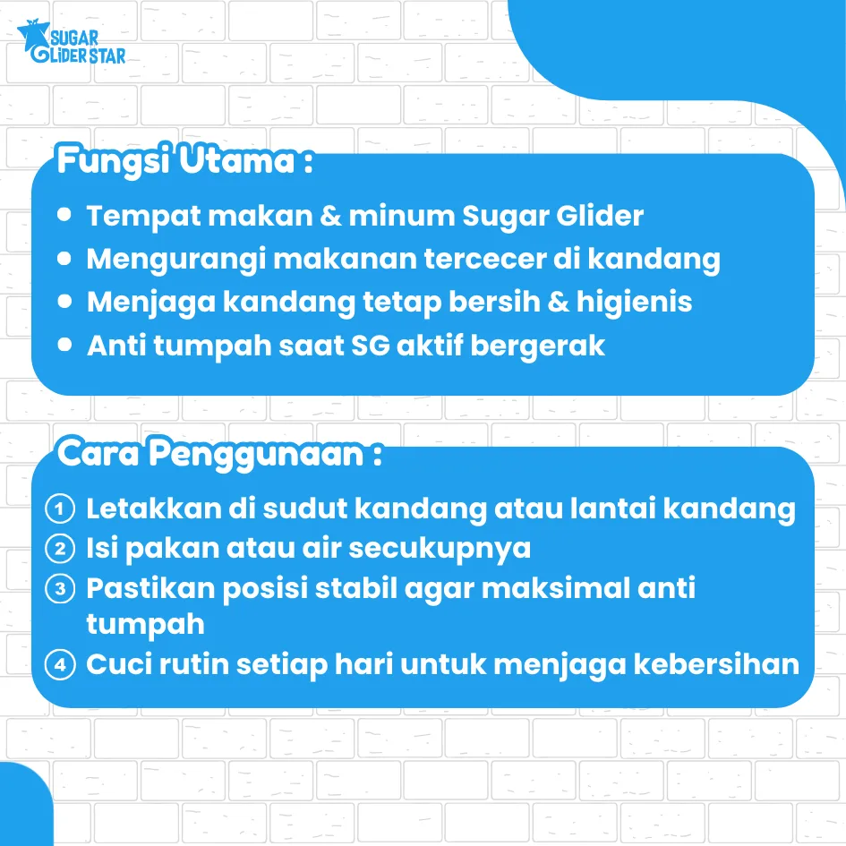 ADEWAP GLIDER Tempat Makan Bulat Warna Bening Sugar Glider