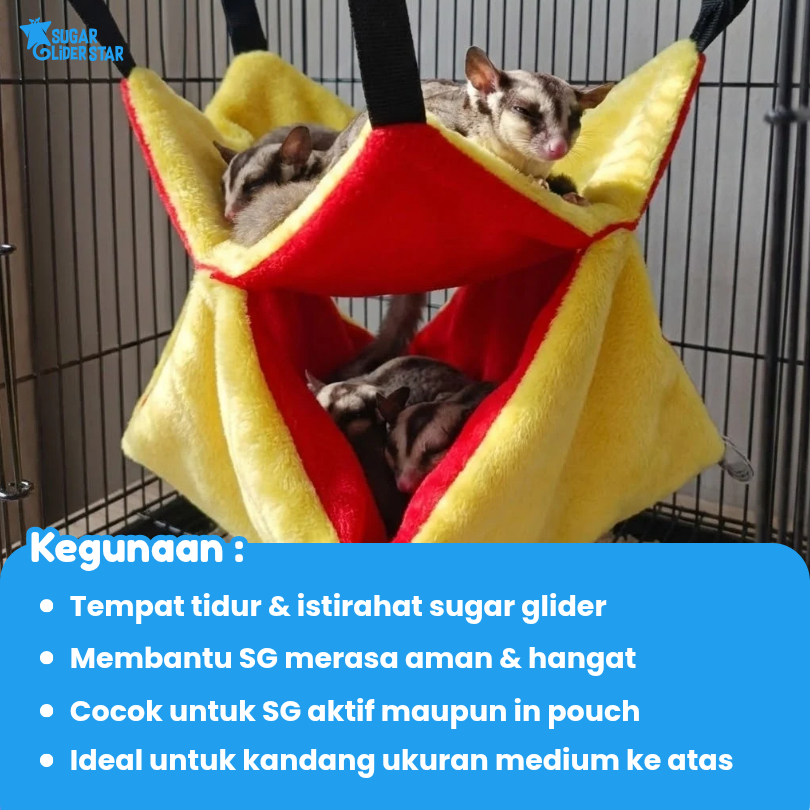 SUGAR GLIDER STAR Sleeping Pouch Hammock 2 Tingkat Polos Tempat Tidur Sugar Glider