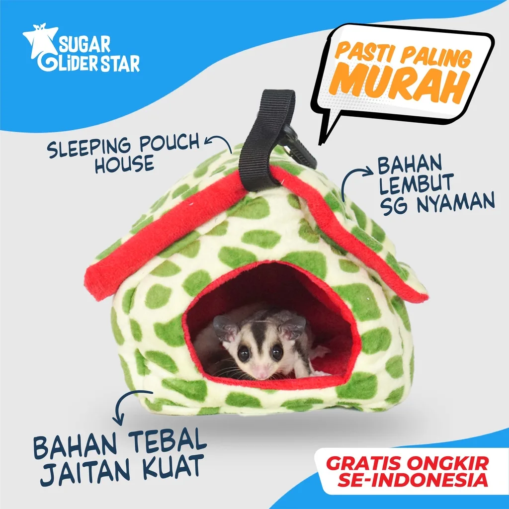 SUGAR GLIDER STAR Sleeping Pouch Bentuk Rumah Tempat Tidur Sugar Glider