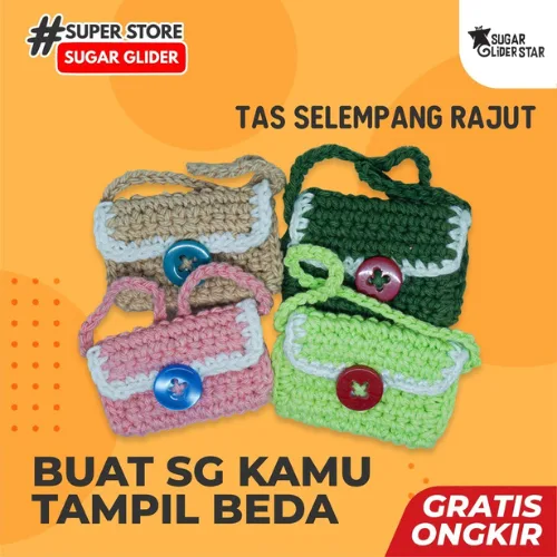 ADEWAP GLIDER Tas Selempang Rajut Sugar Glider Aksesoris Lucu