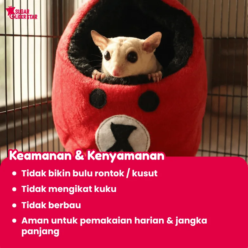 ADEWAP GLIDER Sleeping Pouch Karakter Teddy Bear Tempat Tidur Sugar Glider Ukuran Medium